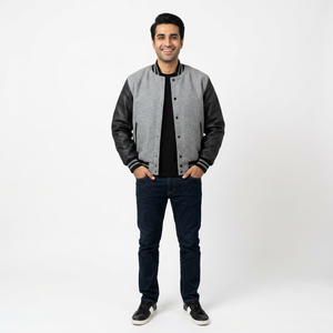 Blouson universitaire slim fit pour homme, col montant, logo frontal, toile imperméable et respirante, personnalisable - Product Image 1
