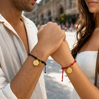 Bracelet porte-bonheur Go2boho avec médaille croix plaqué or 18 carats, cordon en nylon rouge et noir, cadeau religieux catholique, bijoux unisexe
