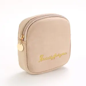 DICHOS Customized Canvas Coin Pouch Purse Multi-Function Toiletry Travel Mini Makeup Cosmetic Bag With Metal Zipper