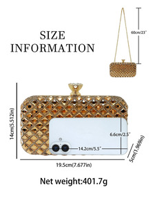 Cross-border New Women's <b>Clutch</b> Evening Bag Polyester Chain Strap Lattice Urban Simplicity European American Fashion Tanjing - Product Image 5