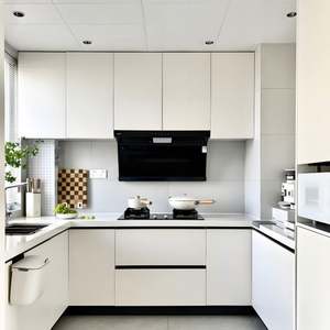 Custom Complete Set <b>Wood</b> <b>Cupboard</b> Cabinet Furniture Designs Luxury Modern Black Lacquer Plywood Kitchen Cabinets for Sale - Product Image 2