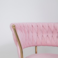 Chaise de barbier moderne réglable - Revêtement en velours, base dorée, design ergonomique, rotation à 360 degrés, hydraulique, pour salons de coiffure
