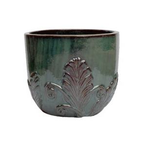 Pot <span class=keywords><strong>de</strong></span> <span class=keywords><strong>fleurs</strong></span> en céramique artisanal <span class=keywords><strong>de</strong></span> style nouveau, couleur bleue, personnalisable - Product Image 3
