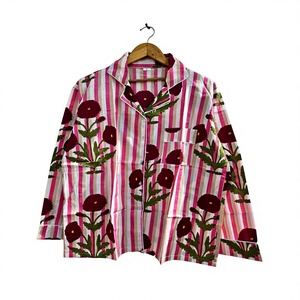 Conjunto de Pijama Unisex de Manga Larga con Estampado Floral, 100% Algodón Satinado, Ropa de Dormir Informal para Primavera/Verano, Patrón Tejido - Product Image 1
