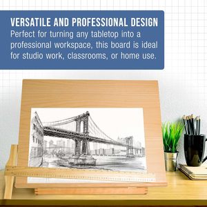 Tavolo da Disegno in <span class=keywords><strong>Legno</strong></span> Extra Large con Cavalletto Regolabile e Supporto per Matita a T per Artisti e Pittori - Product Image 5
