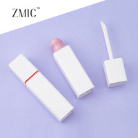 Tube de brillant à lèvres vide à double paroi de 7,5 ml, emballage carré blanc nacré pour rouge à lèvres liquide, tube en plastique à torsion, flacon d'huile à lèvres avec pinceau