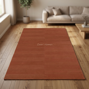 Minimalist Luxury Handwoven New Zealand <b>Wool</b> Rug – Sienna <b>Brown</b> Modern Solid Designer Rug - Product Image 3