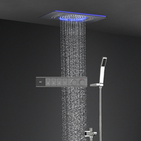 Ensemble de douche colonne de luxe à affichage numérique thermostatique, 4 fonctions, avec pommeau de douche LED effet pluie et cascade