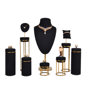 Bộ giá đỡ trưng bày trang sức cao cấp Jinsky Luxury, chất liệu kim loại và sợi microfiber, dành cho nhẫn, khuyên tai, mặt dây chuyền, vòng cổ, lắc tay, cửa hàng trang sức. - Product Image 1