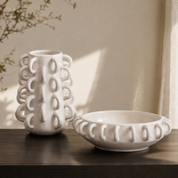 Vase en céramique blanc moderne et organique, motif en boucle 3D, vase décoratif en forme de branche pour hôtel, villa, décoration intérieure