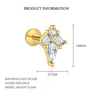 Hainon 925 Sterling Silver Fashion Ovale Forme Carré Zircon Boucles D'oreilles Plaqué Or Boucles D'oreilles Classique Boucles D'oreilles pour les Femmes <span class=keywords><strong>X415</strong></span> - Product Image 5