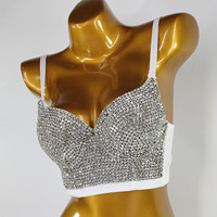 Bustier Sexy à strass noir pour femmes, sous-vêtement de style Miami, haut court et rembourré, offre spéciale,