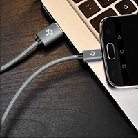 Kabel USB mikro, nilon dikepang sangat tahan lama, Data dan pengisian, 6 kaki