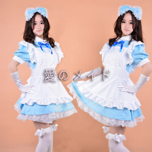 Tsutsukakushi Tsukiko Maid Outfit Blue Polyester Cosplay Costume For Anime Role Playing 14 Years Up - Product Image 1