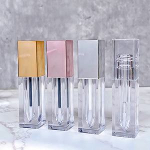 Flacon vide pour <span class=keywords><strong>gloss</strong></span> à lèvres carré en PET avec couvercle métallique de haute qualité JIEMEI, 4,5 ml, tube transparent pour <span class=keywords><strong>gloss</strong></span> à lèvres, emballage élégant pour teinte à lèvres - Product Image 1
