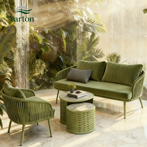 طقم أريكة فاخر مخصص للاستخدام الخارجي مع طاولة، تصميم من الحبال والراتان، متين ومقاوم للماء، مناسب للحدائق والفنادق والمطاعم والشواطئ - Product Image 1