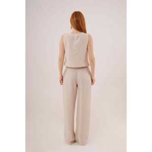 Ensemble de costume deux pièces pour femmes en couleurs pierre, veste à fermeture éclair sur le devant et pantalon - Vente en gros - Product Image 2