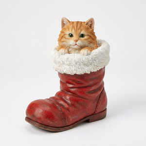 Estatua de Resina de Gato de Tamaño Real Completamente Personalizada Escondiéndose <span class=keywords><strong>en</strong></span> Botas, Decoración Navideña, Figura de Animal Divertida, Adornos Festivos para el Hogar - Product Image 1