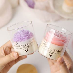 เทียนหอมรูปดอกกุหลาบในขวดแก้ว กลิ่นดอกไม้ ตกแต่งบ้าน - Product Image 1