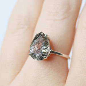 Anillo de Esmeralda Natural en Forma de Pera Chapado en Oro de 14K, Anillo de Compromiso Vintage en Plata de Ley para Bodas y Fiestas - Product Image 4