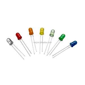 WEJ panjang kaki 2pin 5mm bulat Diode Led terdifusi putih alami merah biru hijau kuning Amber memancarkan Led