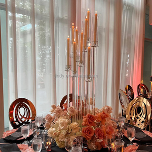 Candelabro a 9 Bracci Trasparente <span class=keywords><strong>Portacandele</strong></span> in Acrilico Tubolare per Decorazioni Matrimoniali - Product Image 1