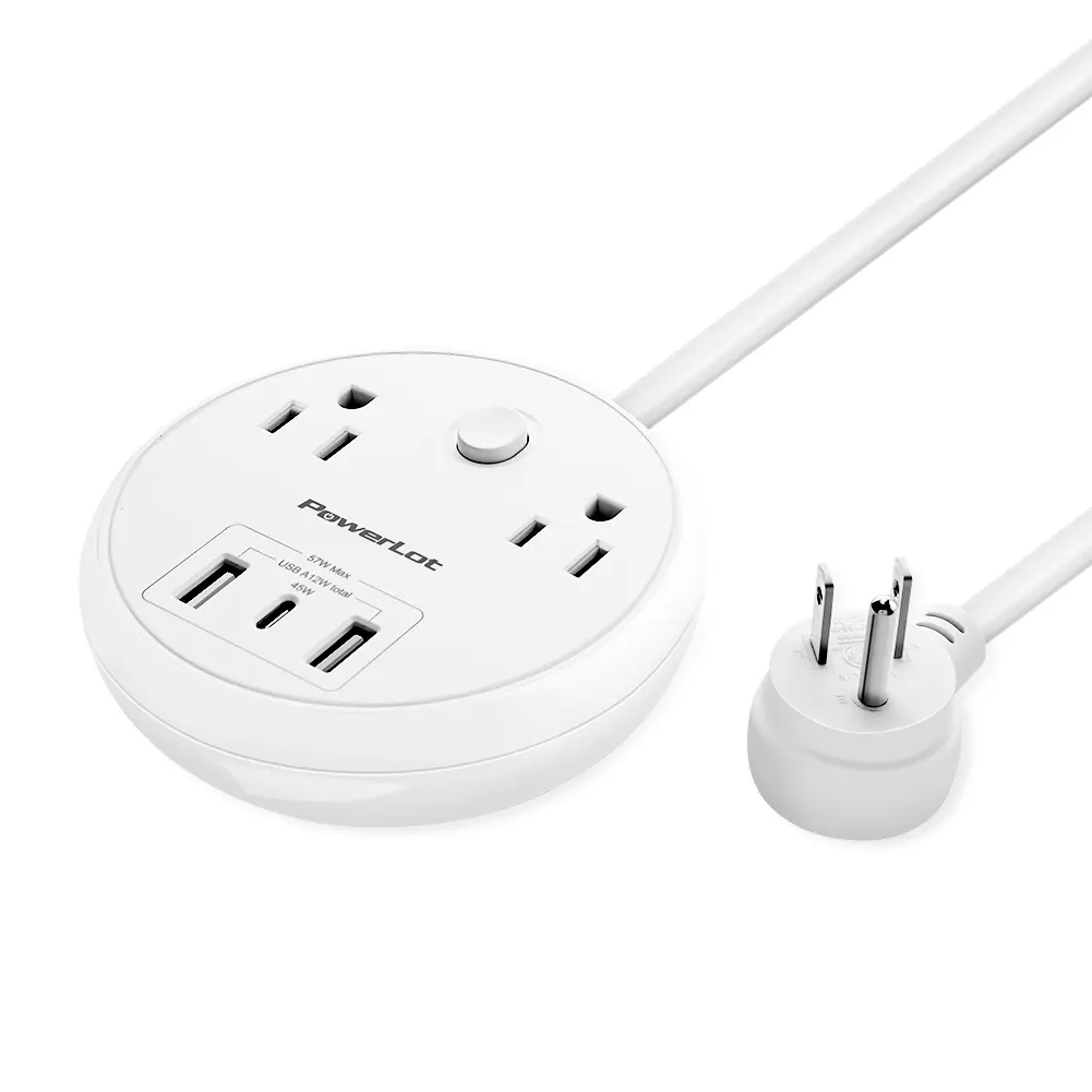 Kabel Ekstensi Strip Daya Keluaran 2 5 In 1, dengan 2 Port USB A dan PD 45W USB C Port Stop Kontak