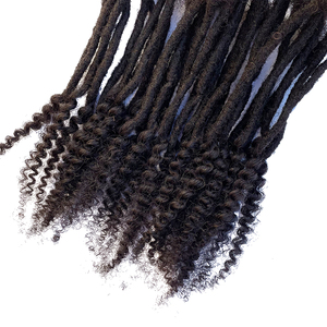 Curly End Locs River Locs Extensions Extensions de cheveux humains permanents faits à la main de 0.4cm d'épaisseur - Product Image 2