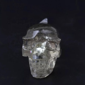 Escultura artística de cristal tallada a mano personalizada, citrino, forma única, calaveras de cristal con cabeza larga - Product Image 6
