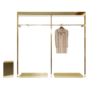 Customize Size Boutique Shop Clothes <strong>Coat</strong> Hanger Standing With LED <strong>Heavy</strong> <strong>Duty</strong> Clothing Wall Mount Rack Gold Display <strong>Stands</strong> - Product Image 5