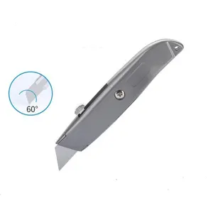 Heavy Duty Utility Knife Retractable Box Cutter for Cardboard Boxes and Cartons Aluminum Handle SK5 Blade