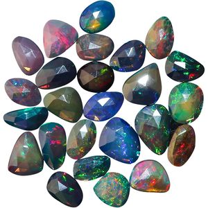 พลอยโอปอลสีดำ GEMKORA รูปทรงโรสคัท ขัดเงา ธรรมชาติ แบบเหลี่ยมเพชรพลอย สำหรับทำเครื่องประดับ - Product Image 1