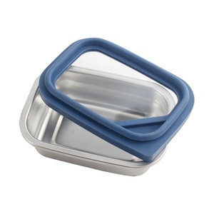 Contenedor de Alimentos Rectangular de Acero Inoxidable con Tapa de Plástico Azul Hermética a Prueba de Fugas, Lonchera de un Solo Compartimento - Product Image 5