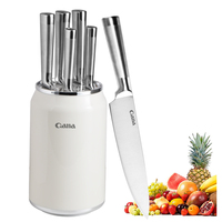Ensemble de couteaux de chef créatifs 6 pièces avec poignée en acier inoxydable Design ambidextre Lave-vaisselle de construction forgé de style moderne