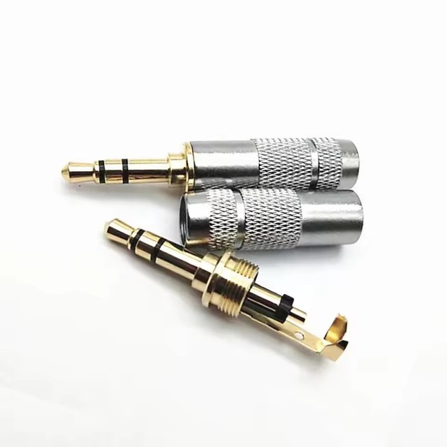 Gold Plated 3.5mm Stereo 4 Pole Headphone Jack Plug Audio Solders Connectors High Quality Silver RCA