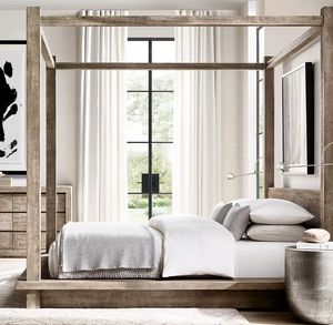 Спальня большой отель двуспальная кровать секс-кровать крытая мебель дубовый балдахин кровать - Product Image 5