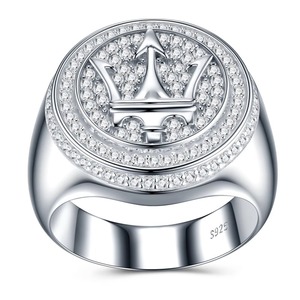 Anillo de Moissanita Redondo Maserati para Hombre, con Certificado GRA, Plata 925, Chapado en Platino, Joyería de Lujo Estilo Hip Hop - Product Image 4