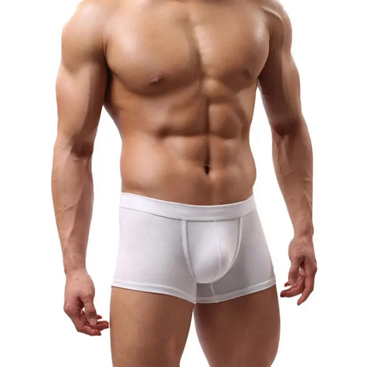 Weiße sexy karierte Herren Boxer Slips auf Lager Stretch Cotton Man Unterwäsche
