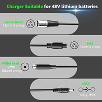 Chargeur 54,6 V 2 A pour batterie lithium 48 V, compatible avec chargeur de batterie, équipé de 4 têtes de sortie