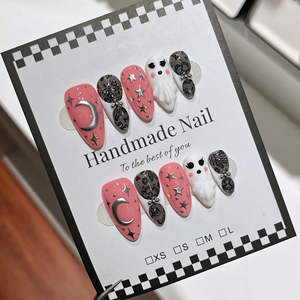 Unghie Finte Quadrate Artigianali a Mandorla, Nere e Arancioni, con Ragnatela e Pipistrello, Riutilizzabili, Copertura Completa, per <span class=keywords><strong>Donna</strong></span> - Edizione Halloween - Product Image 6
