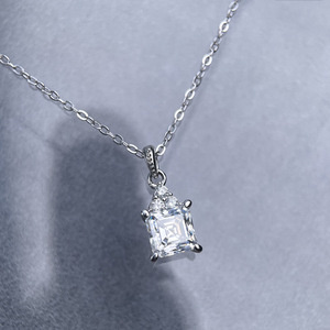 Collar de Moissanita de Lujo de 1ct con Plata S925 y Colgante de Corte Asscher de 66mm, Producto de Gran Demanda para Transmisiones en Vivo - Product Image 4