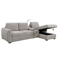 Canapé-lit en L deux places de style européen, rembourrage en éponge, durable, facile à nettoyer, écologique, avec porte-gobelets pour salon et appartement