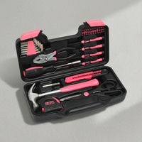Ensemble d'outils DIY rose de 39 pièces pour femmes, kit d'outils manuels multifonctionnels pour la maison, acier de qualité 45 avec boîte de transport OEM