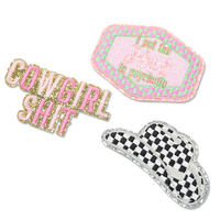 Conception personnalisée Cowgirl camionneur chapeau patchs broderie Badge fer sur/auto-adhésif/coudre chapeau patchs