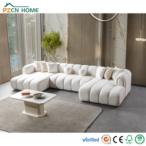 Canapé sectionnel moelleux en tissu bouclé en forme de U, style minimaliste, mobilier de salon, vente en gros, achat en vrac - Product Image 1