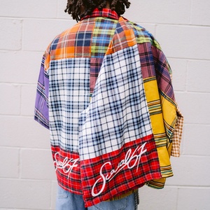 Custom High Quality Design Fashion Plaid <b>Shirt</b> Cut and Sew 100% Cotton Casual Street Wear Button up Plaid <b>Shirt</b> - Product Image 2