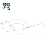 Monture de lunettes œil-de-chat classique pour femme, élégante, avec branches métalliques, pour verres correcteurs