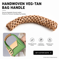 Poignée de sac en cuir tressé à la main en cuir véritable tanné végétal, accessoire pour sacs à main et pochettes