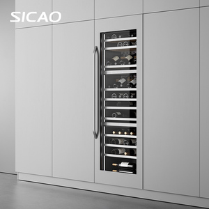 Cave à vin 3 zones en acier inoxydable 304, vitrine réfrigérée pour champagne et vins rouges vintage avec système de refroidissement par ventilateur - Product Image 1