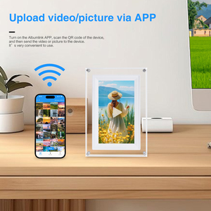 Cadre photo électronique 7 pouces, cadeau d'affaires, prend en charge la lecture vidéo <span class=keywords><strong>MP4</strong></span>/AVI, Wi-Fi P2P, acrylique, utilisation numérique au bureau - Product Image 4
